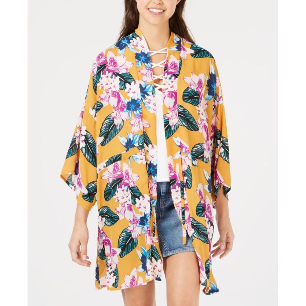 Say What Juniors Floral Printed Tie Front Kimono